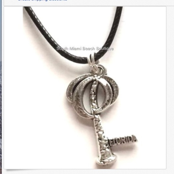Silver Palm Tree Florida Necklace Coconut Island - Picture 1 of 6